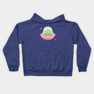 Cute Peace Loving Alien In Little Spaceship Kids Hoodie